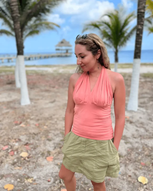 The goddess hallter neck blouse by aya mana in peach color - a simple blouse pattern