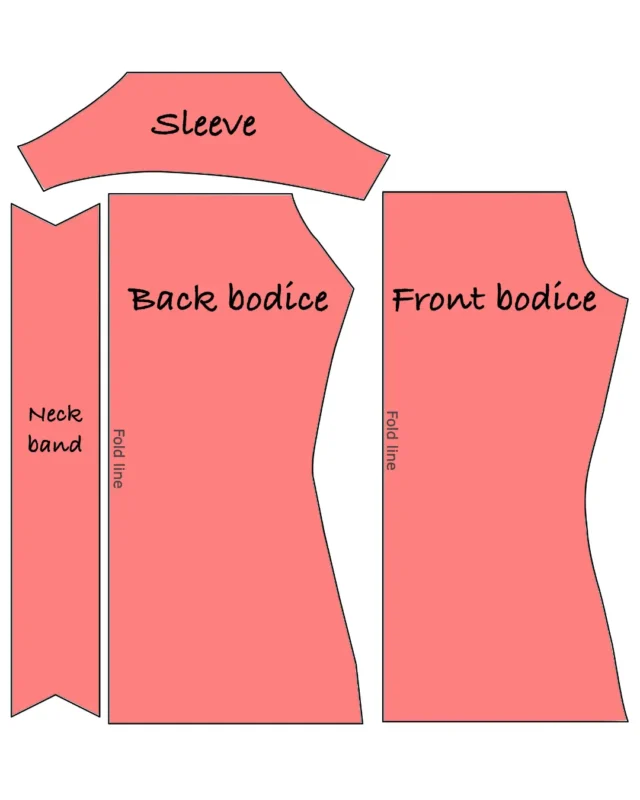 Paralia Boat Neck Blouse Sewing Pattern pieces - simple blouse patterns made by Aya Mana